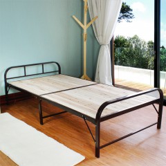 悦含 001钢架折叠床单人床双人床简易小床家用实木板床 1米钢木床